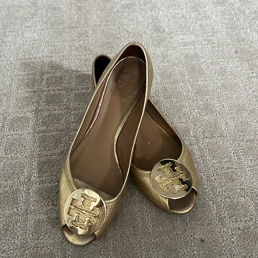 Tory Burch peep toe wedge heels